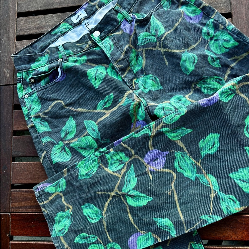 Obey Hardwork Baggy Floral Camo Print Jeans